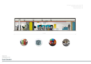22
14,200
South Elevation
Scale 1:50
Dimensions in mm
1 2 3
1 /
2 /
3 /
4 /
BuzziSpace BuzziScreen Acoustic Divider
BuzziSpace BuzziCube Seat
Autex Acoustic Wall Tile
Custom Kitchen Island
4
 