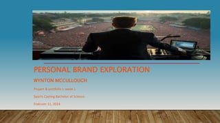PERSONAL BRAND EXPLORATION
WYNTON MCCULLOUGH
Project & portfolio I: week 1
Sports Casting Bachelor of Science
FEBRUARY 11, 2024
 