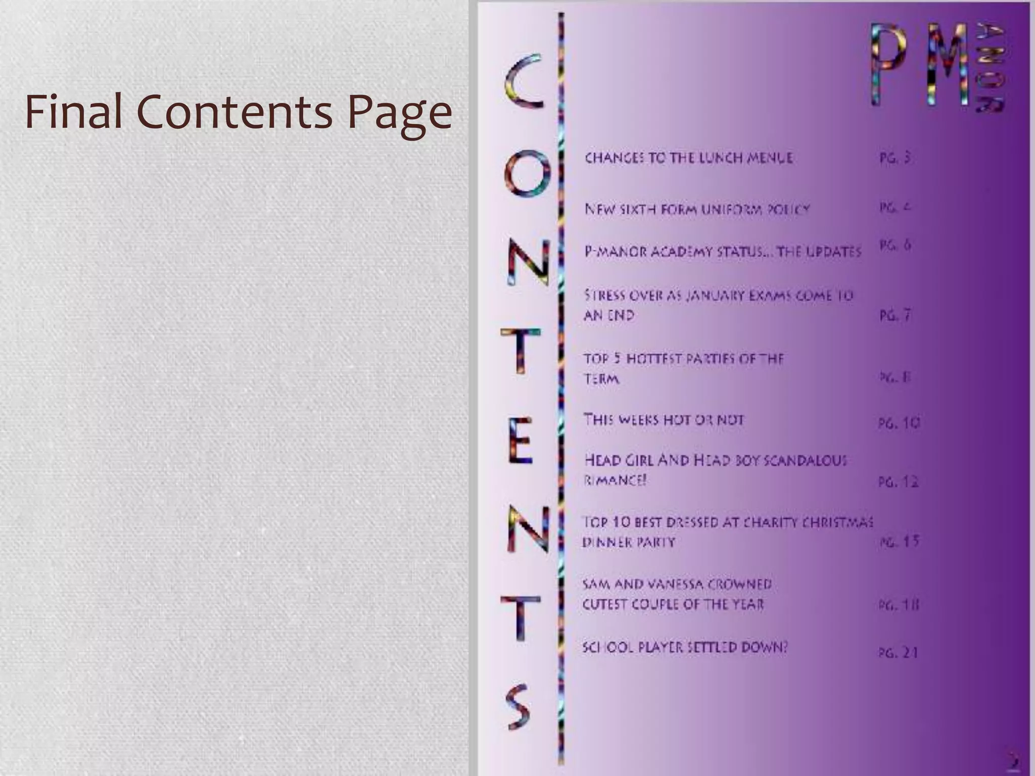 Final Contents Page
 