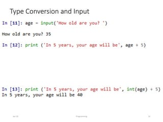 Type Conversion and Input
Jan-24 Programming 14
 