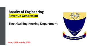 Faculty of Engineering
Revenue Generation
Electrical Engineering Department
June, 2022 to July, 2023
 