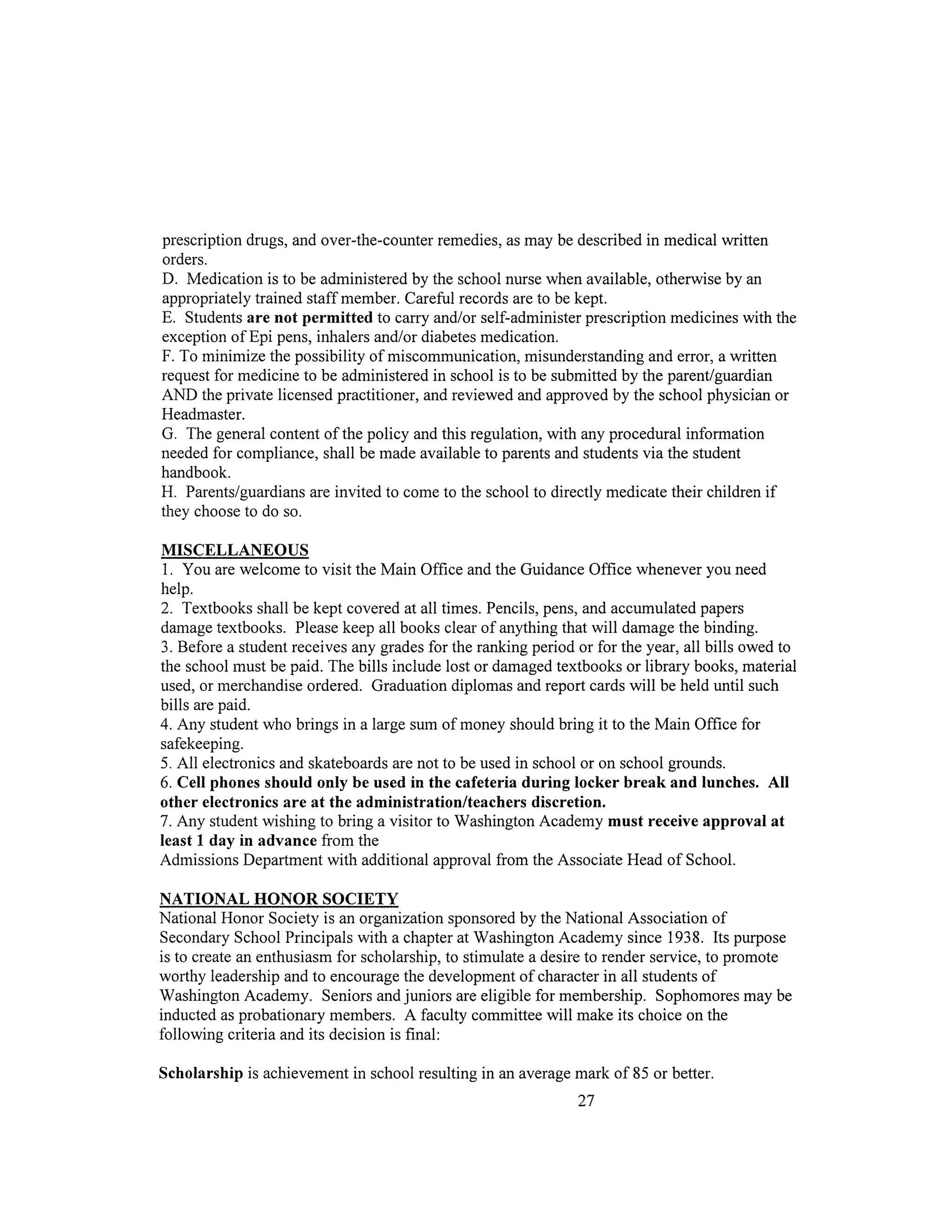 Updated Student Handbook