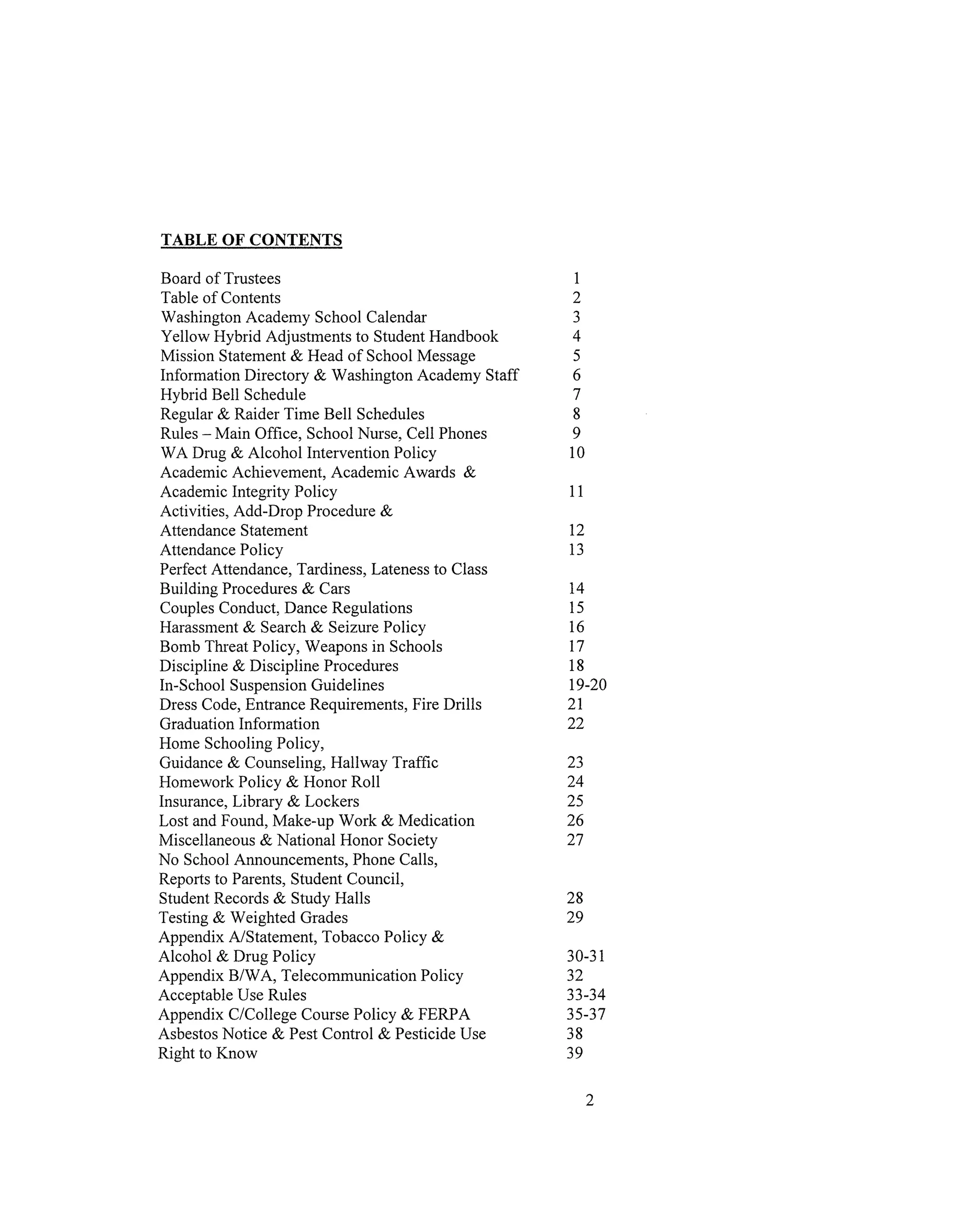 Updated Student Handbook