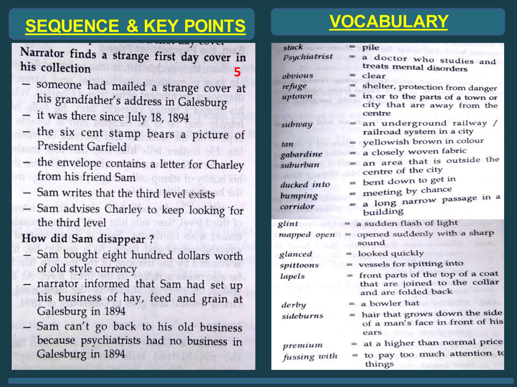 SEQUENCE & KEY POINTS VOCABULARY
5
 