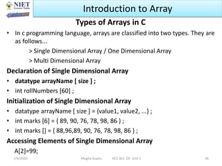 array implementation in data structures | pdf | array... Introduction to Data Structure | PPTX