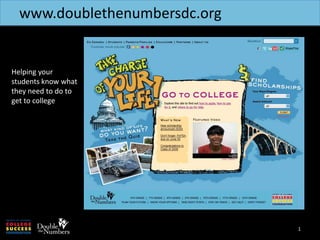 www.doublethenumbersdc.org 1 Helping your students know what they need to do to get to college 