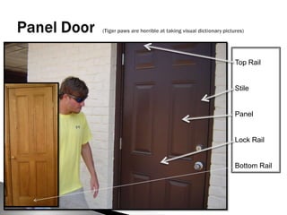 Panel Door  (Tiger paws are horrible at taking visual dictionary pictures)Top RailStilePanelLock RailBottom Rail