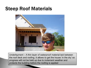 Steep Roof DrainingGutter – a channel which collects rainwater at the eave of a roofDownspout – A vertical pipe for conducting the rainwater from the gutter to a lower level discharge point