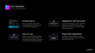Our Solution
No-code ESG Data Platform
AI Data Search
Ask your questions and receive
immediate answers and pre-built
ESG t...
