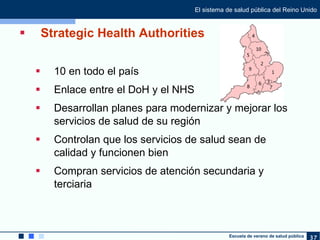 <ul><li>Strategic Health Authorities </li></ul><ul><ul><li>10 en todo el país </li></ul></ul><ul><ul><li>Enlace entre el D...