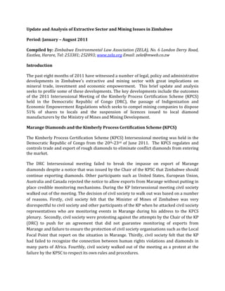 Update of recent developments in zimbabwes extractive and mining sector