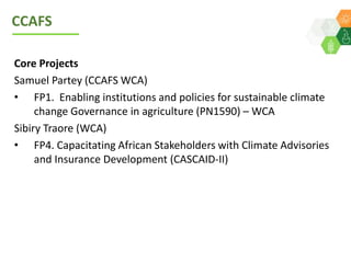 ICRISAT Global Planning Meeting 2019: Update on Funding status and focus of the CRP’s WLE & CCAFS