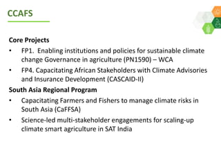 ICRISAT Global Planning Meeting 2019: Update on Funding status and focus of the CRP’s WLE & CCAFS