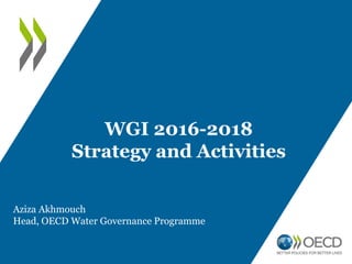 WGI 2016-2018
Strategy and Activities
Aziza Akhmouch
Head, OECD Water Governance Programme
 