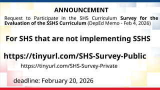 Comprehensive Overview of the Strengthened Senior High School (SSHS ...