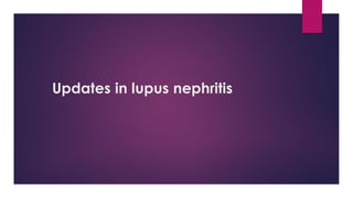 Updates in lupus nephritis
 