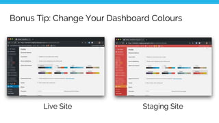 Bonus Tip: Change Your Dashboard Colours
Live Site Staging Site
 