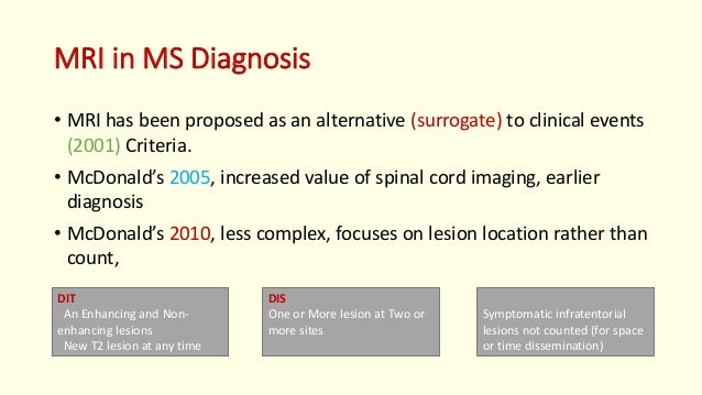 Updates of mri criteria for diagnosis of ms