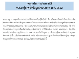 34
เหตุผลในการประกาศใช้
พ.ร.บ.คุ้มครองข้อมูลส่วนบุคคล พ.ศ. 2562
 
