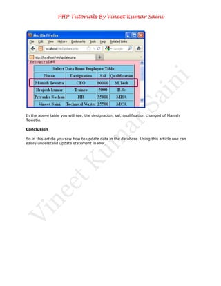 Update statement in PHP | PDF