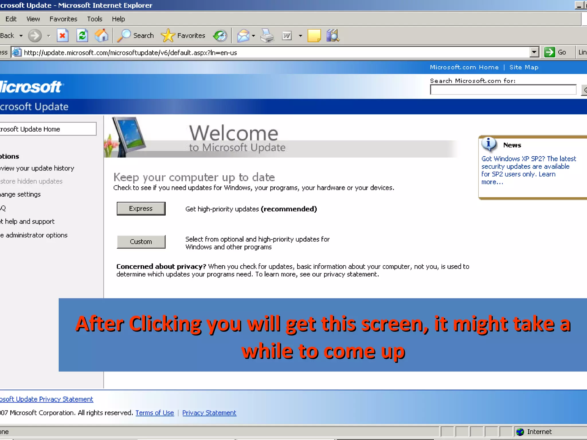 After Clicking you will get this screen, it might take a while to come up