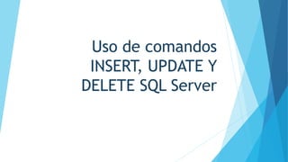 Uso de comandos
INSERT, UPDATE Y
DELETE SQL Server
 
