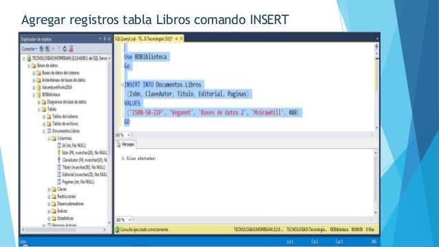 Uso de comandos INSERT, UPDATE Y DELETE en SQL Server