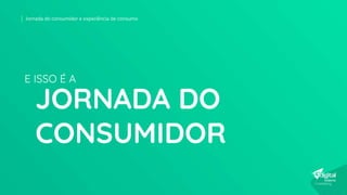 Jornada do consumidor e experiência de consumo
JORNADA DO
CONSUMIDOR
E ISSO É A
 
