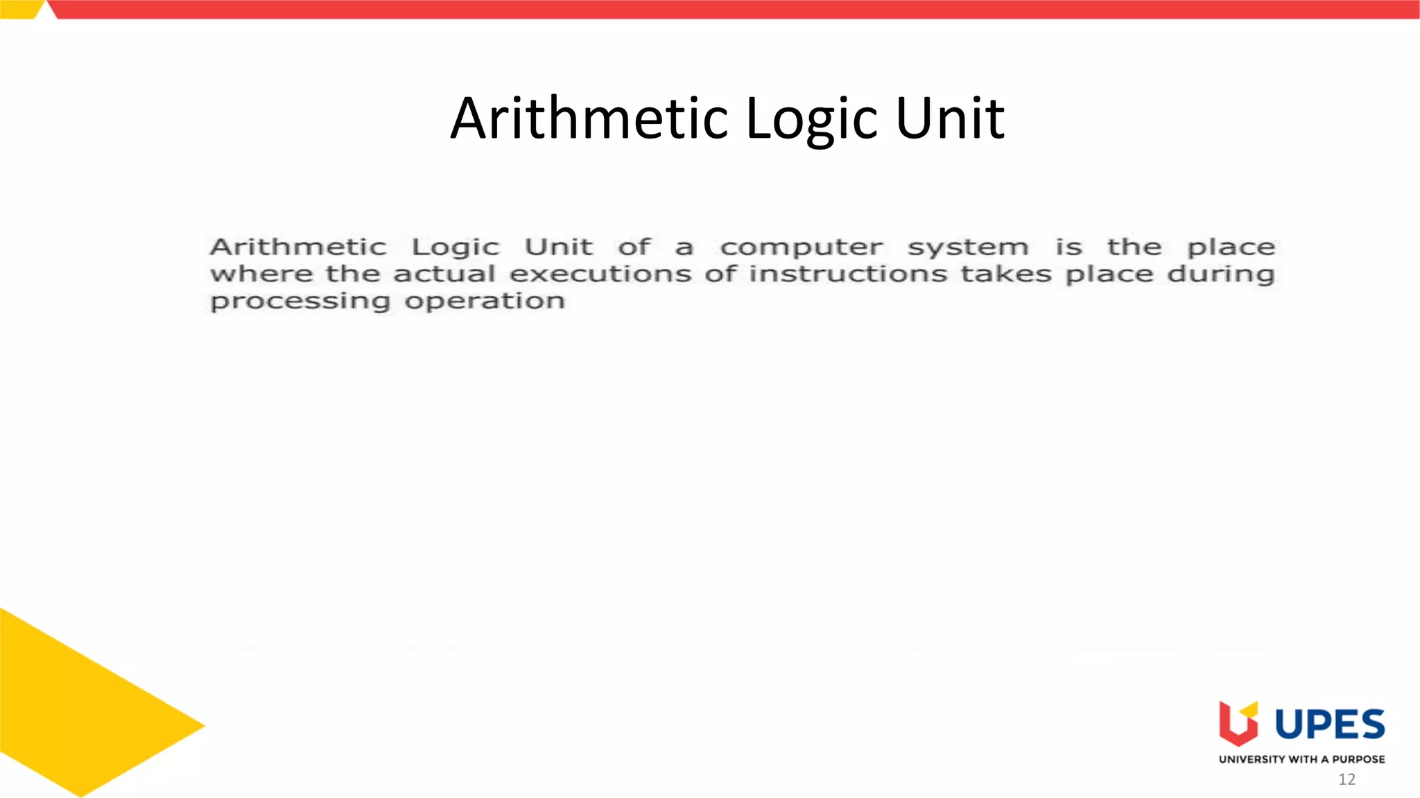12
Arithmetic Logic Unit
 