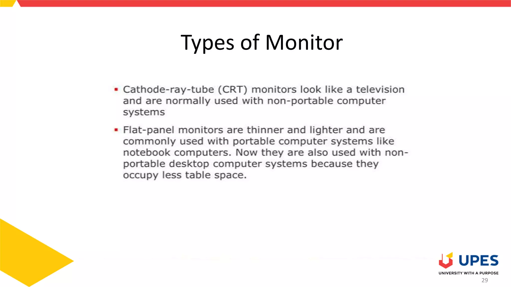 29
Types of Monitor
 