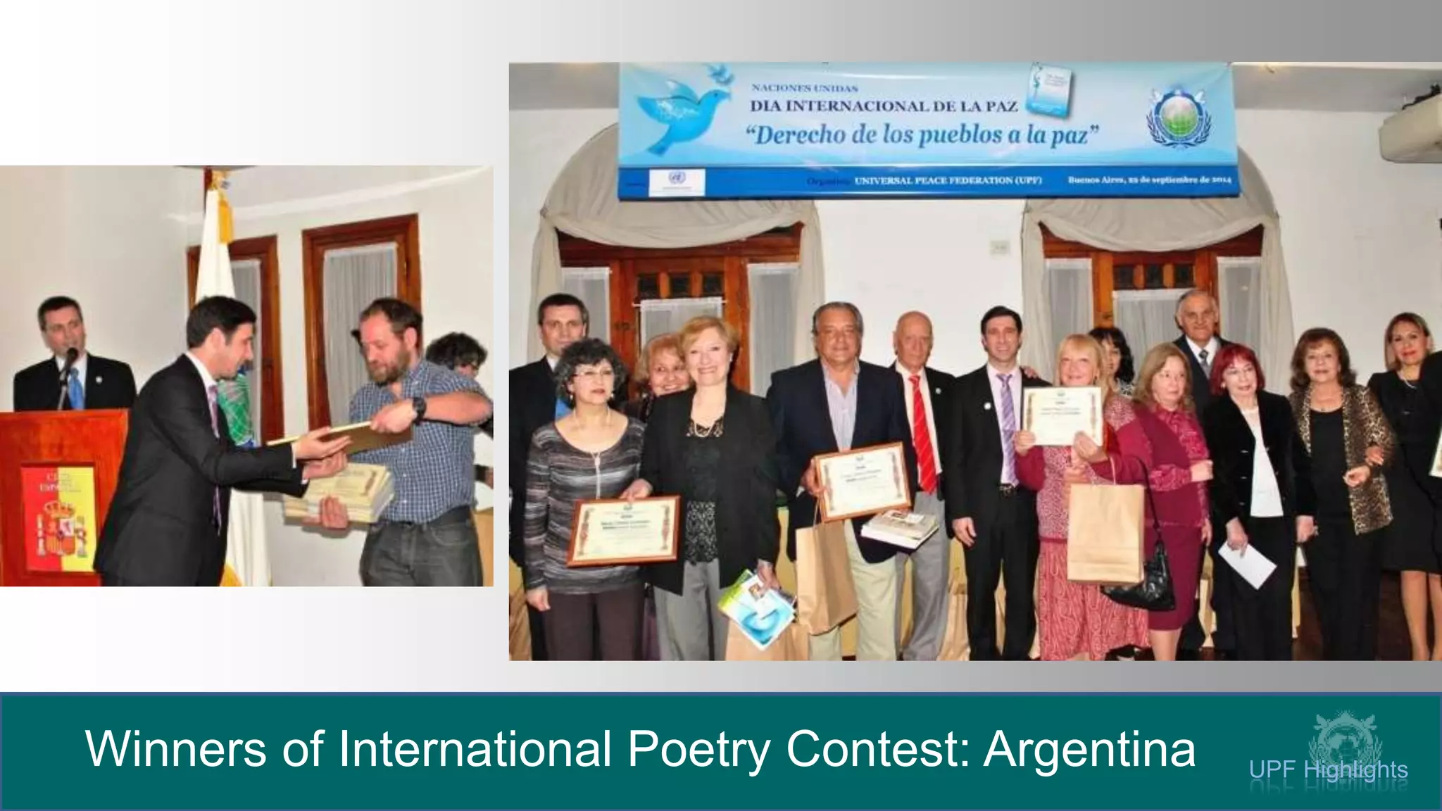ARGENTINA: Awarding prizes in UPF-Argentina’s annual international poetry contest on the theme “Roads and Bridges for Peace”
Winners of International Poetry Contest: Argentina UPF Highlights
 
