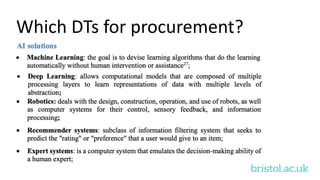 bristol.ac.uk
Which DTs for procurement?
 