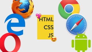 HTML
CSS
JS
😍
💖
Fed is really the FRONT Line of that user experience then - because all of that eﬀort culminates in the code being served in the browser.

All the planning, design, frameworks, and tools we use are reﬂected in the the HTML, CSS, and JS served on the device, experienced while in line at the bank, or relaxing on the couch, or
rushing from one meeting to another. And users just want to complete their task - buy a product, read your article, register for your event.
 
