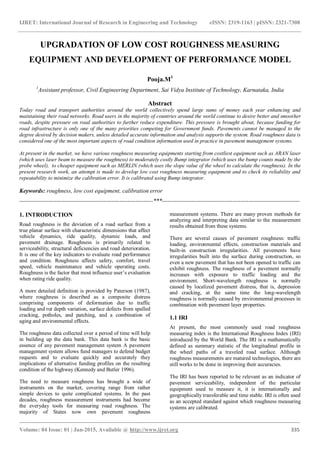 Upgradation of low cost roughness measuring equipment and development ...