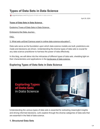 Types of Data Sets in Data Science | PDF