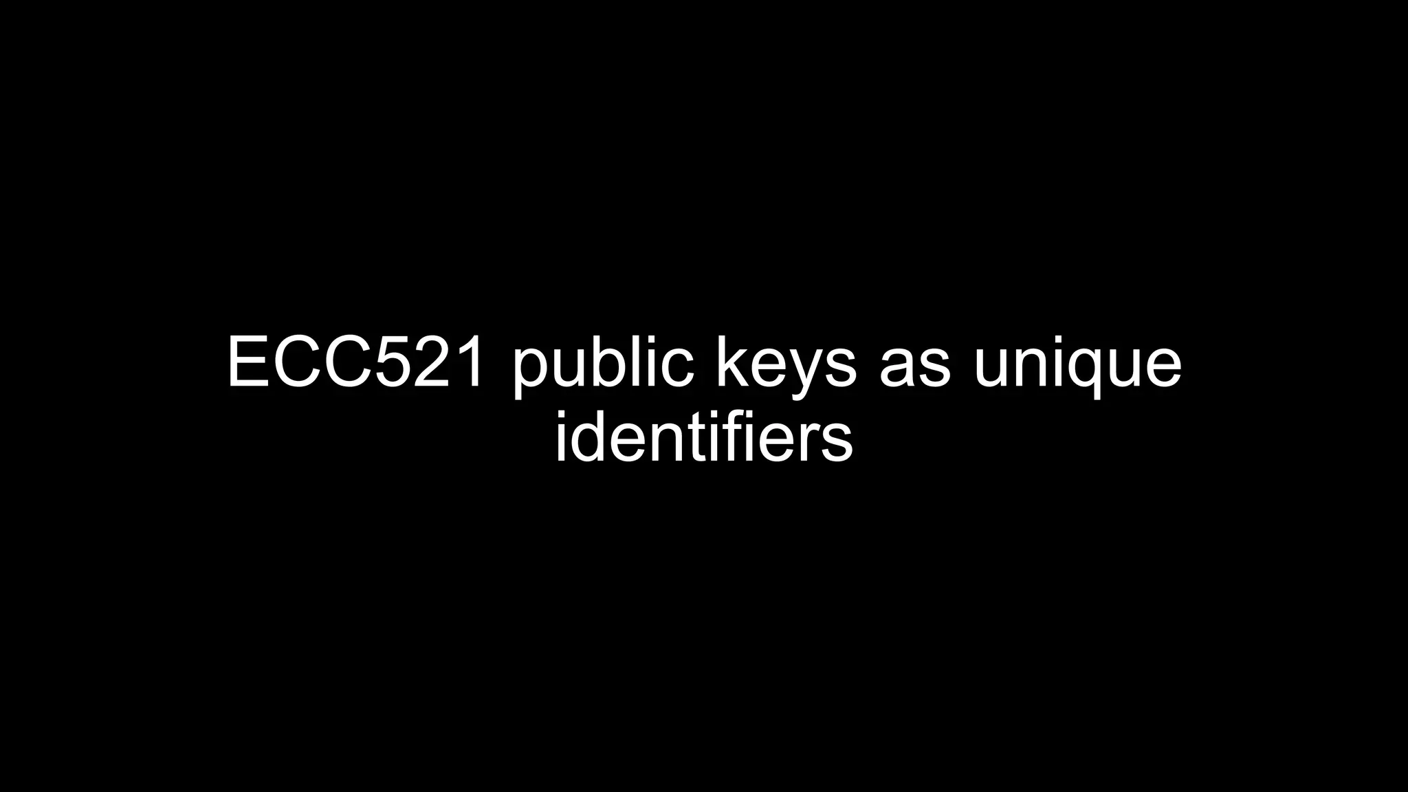 ECC521 public keys as unique
identifiers