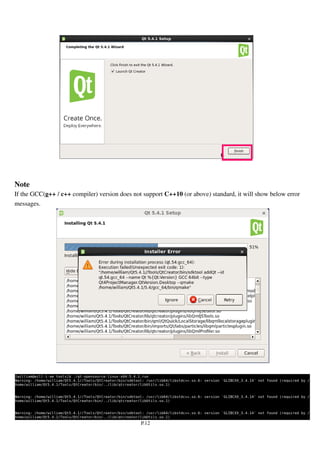 P.12
Note
If the GCC(g++ / c++ compiler) version does not support C++10 (or above) standard, it will show below error
messages.
 