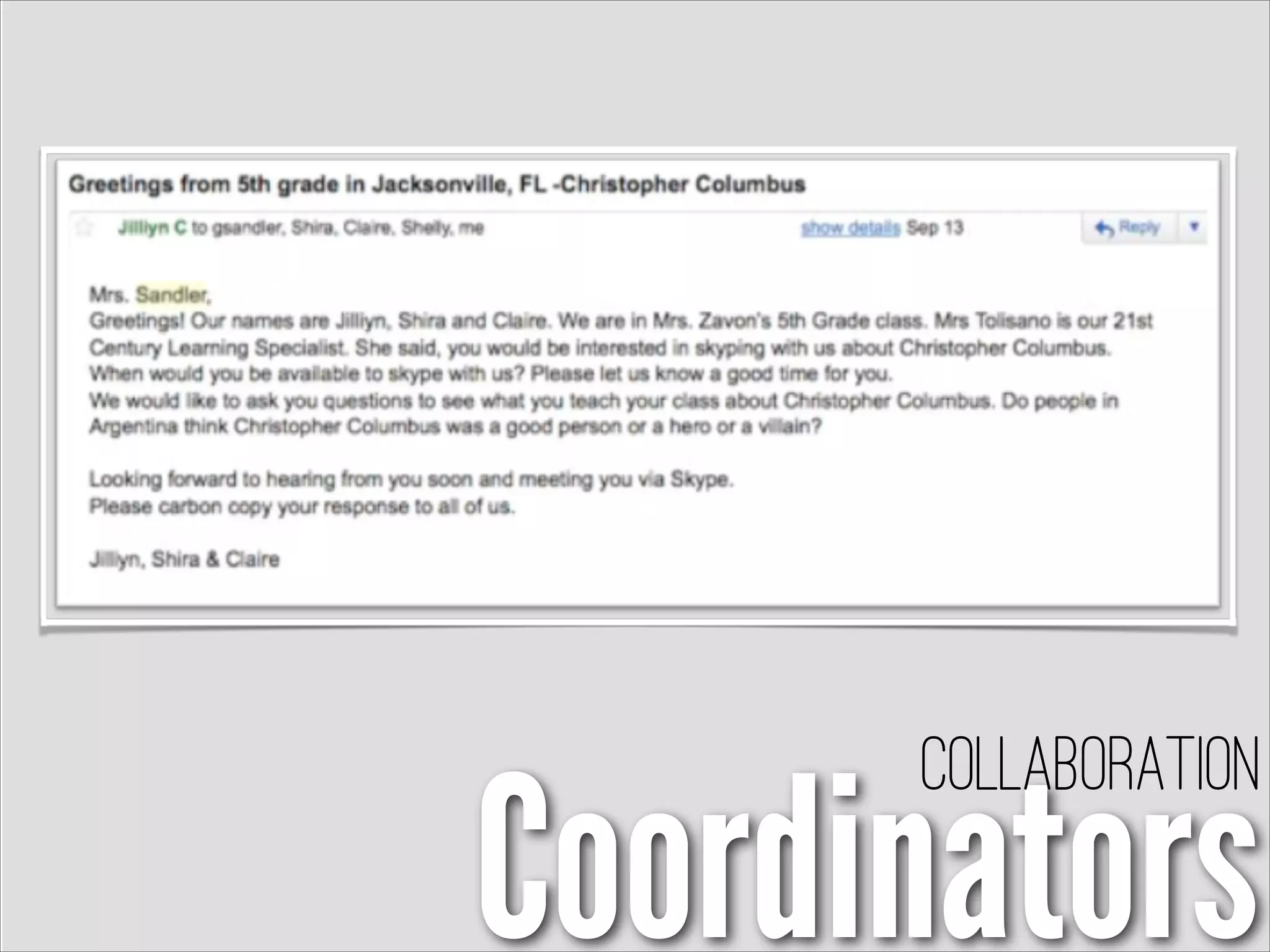 Coordinators
Collaboration
 