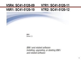 7
V5R4: SC41-5120-09 V7R1: SC41-5120-11
V6R1: SC41-5120-10 V7R2: SC41-5120-12
 