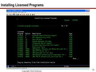Copyright iTech Solutions
75
Installing Licensed Programs
 