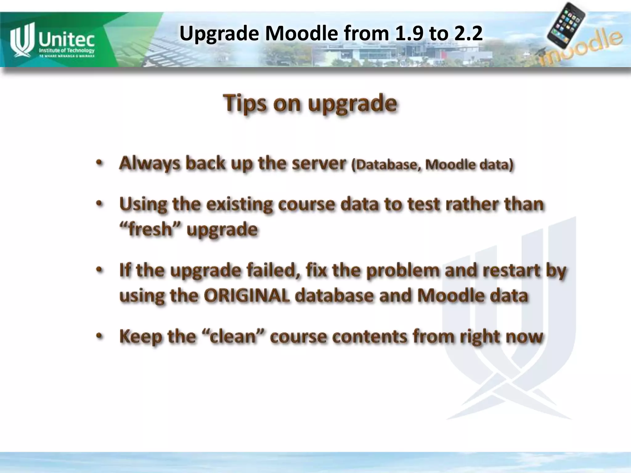 Upgrade Moodle from 1.9 to 2.2