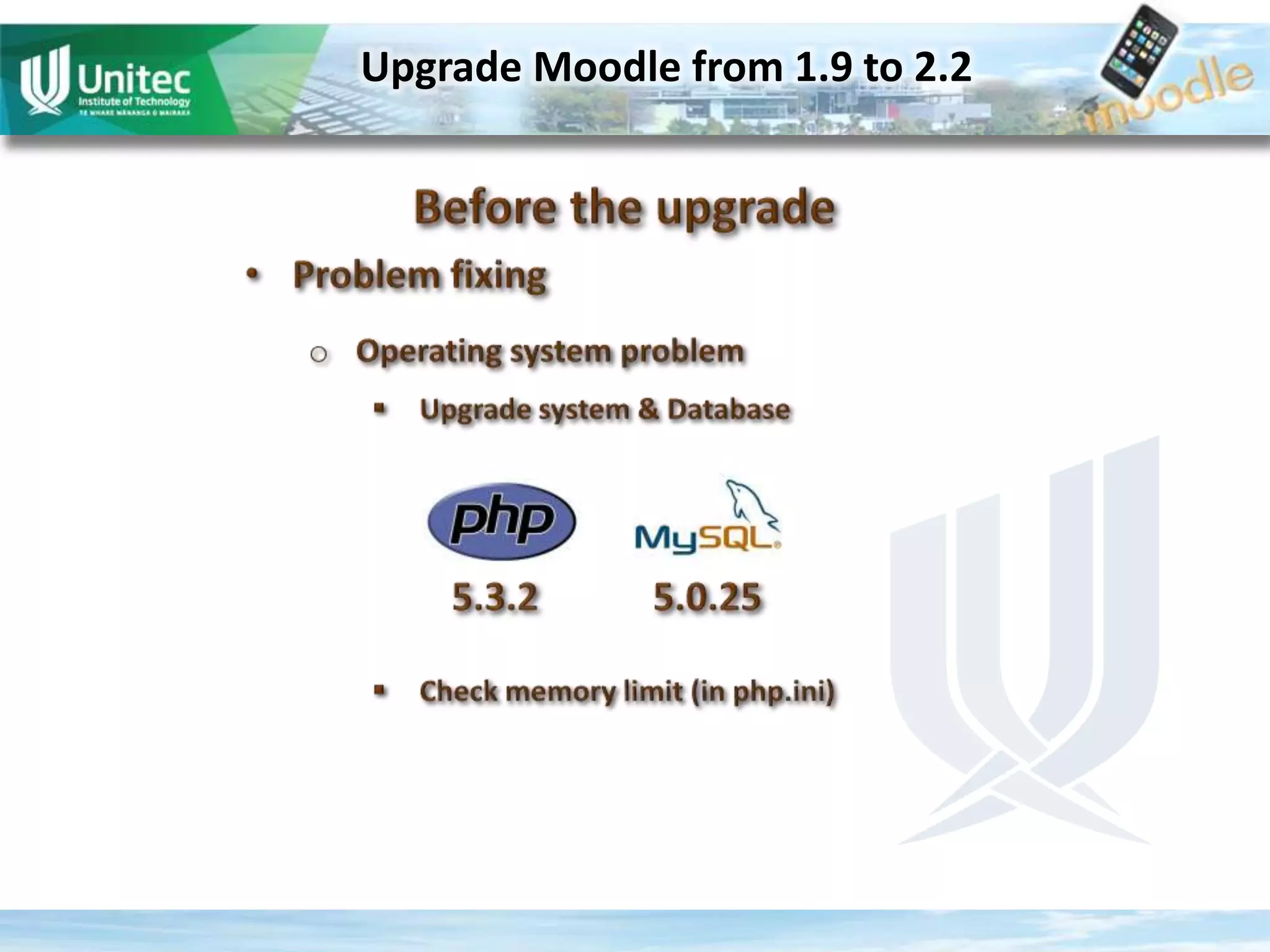 Upgrade Moodle from 1.9 to 2.2