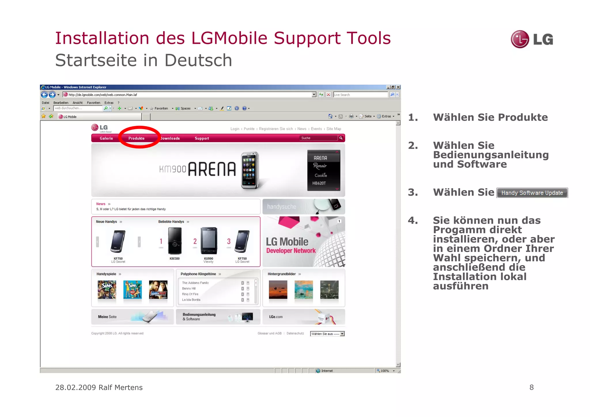 LG Guide für Update Programm für Handys