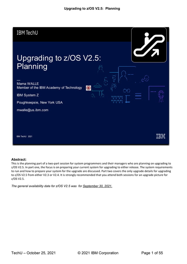 Upgrade to IBM z/OS V2.5 Planning | PDF | Operating Systems | Computer ...