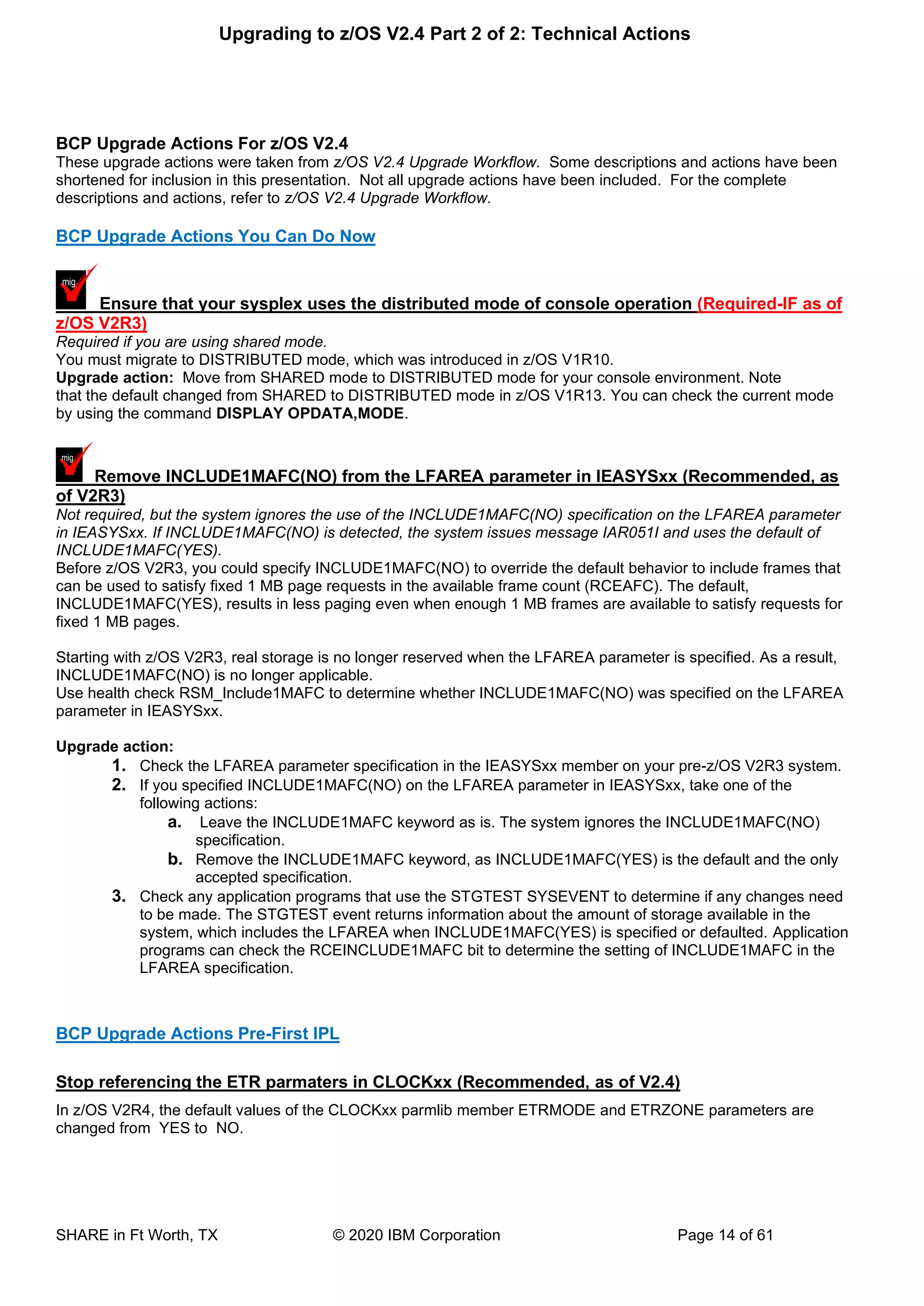Upgrade to IBM z/OS V2.4 technical actions | PDF
