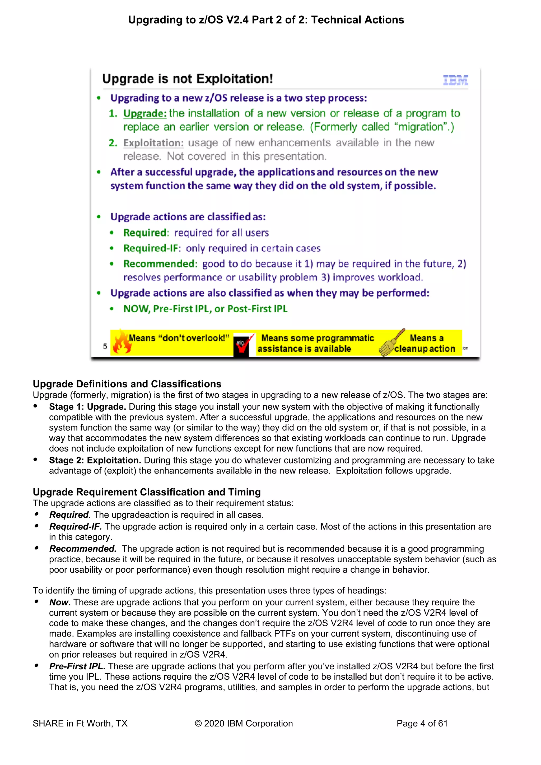 Upgrade to IBM z/OS V2.4 technical actions | PDF