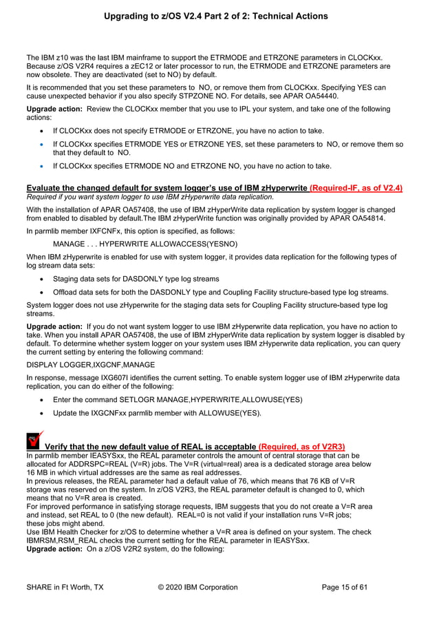 Upgrade to IBM z/OS V2.4 technical actions | PDF