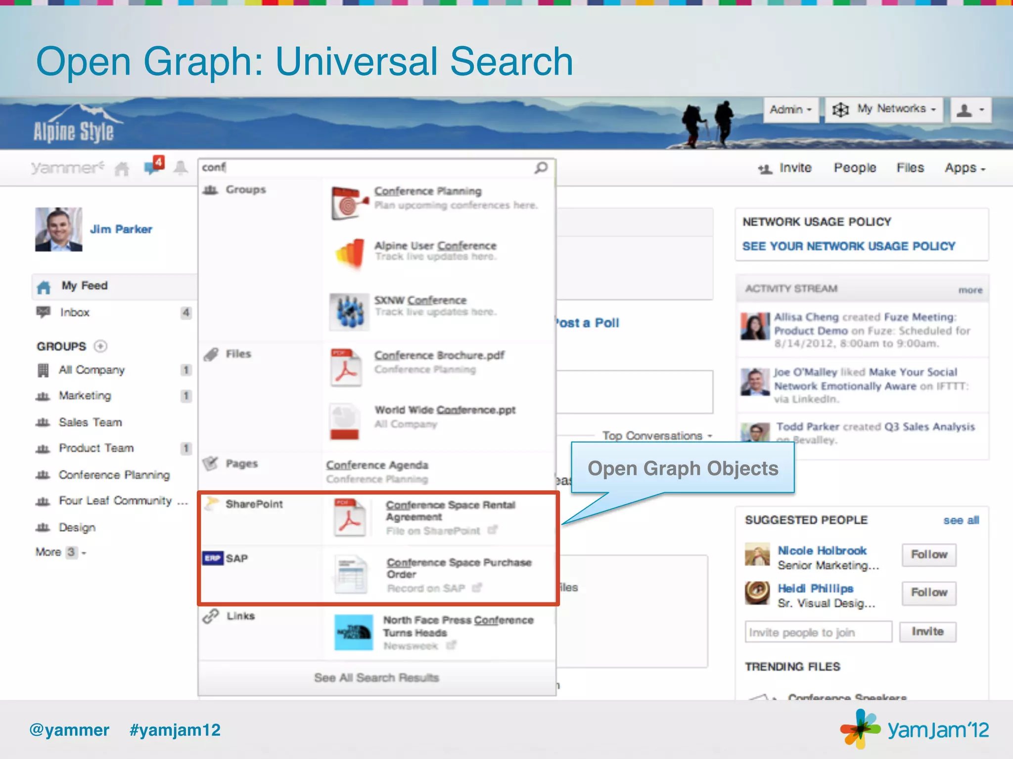 Open Graph: Universal Search




                               Open Graph Objects!




@yammer !#yamjam12!
 