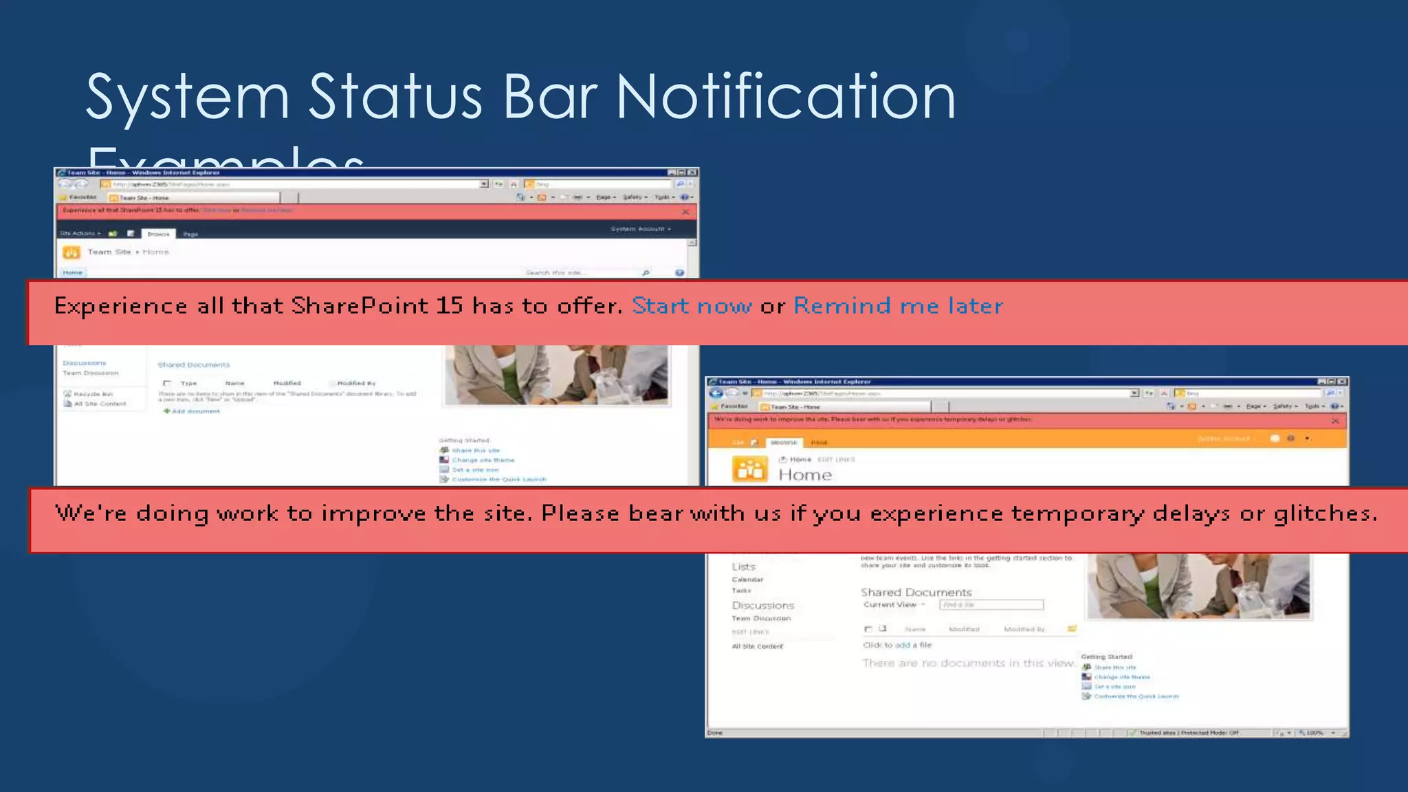 System Status Bar Notification
Examples
 