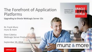Who’s that guy?
• Dr. Frank Munz!
• Founded munz & more in 2007!
• 15 years Oracle WebLogic  
and Middleware!
• Consulting and  
High-End Training!
• Three Oracle / Cloud  
books !
2
 